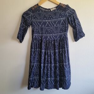 Tucker +‎ Tate, Girls Navy and Grey Geo Print Dress, Size Small (7/8)